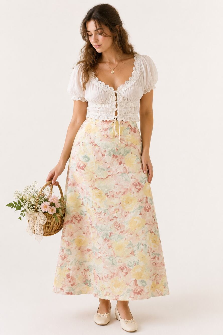 Vintage Pendleton Pastel Floral Fairy Romantic Skirt Womens Size 10 Cottagcore